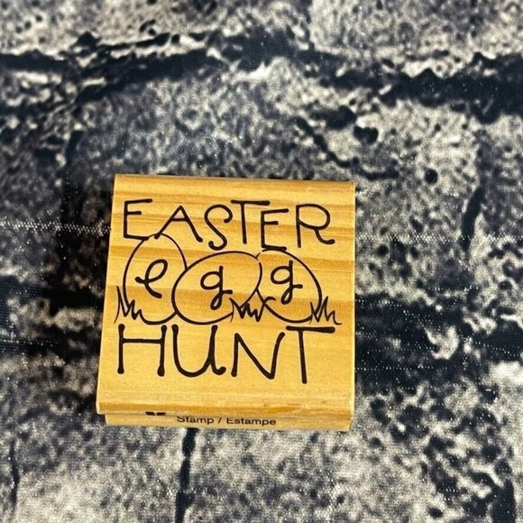 CraftSmart EASTER EGG HUNT Wood Mounted Stamp Craft Smart Mounted Rubber Stamp - Picture 1 of 6